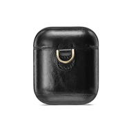 Real Genuine Leather Case for Apple AirPods with Metal Clip Key chain Hook AP181005