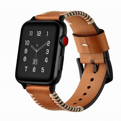 Genuine Leather iWatch Strap with Black Metal Clasp Buckle for Apple Watch BLAP181056